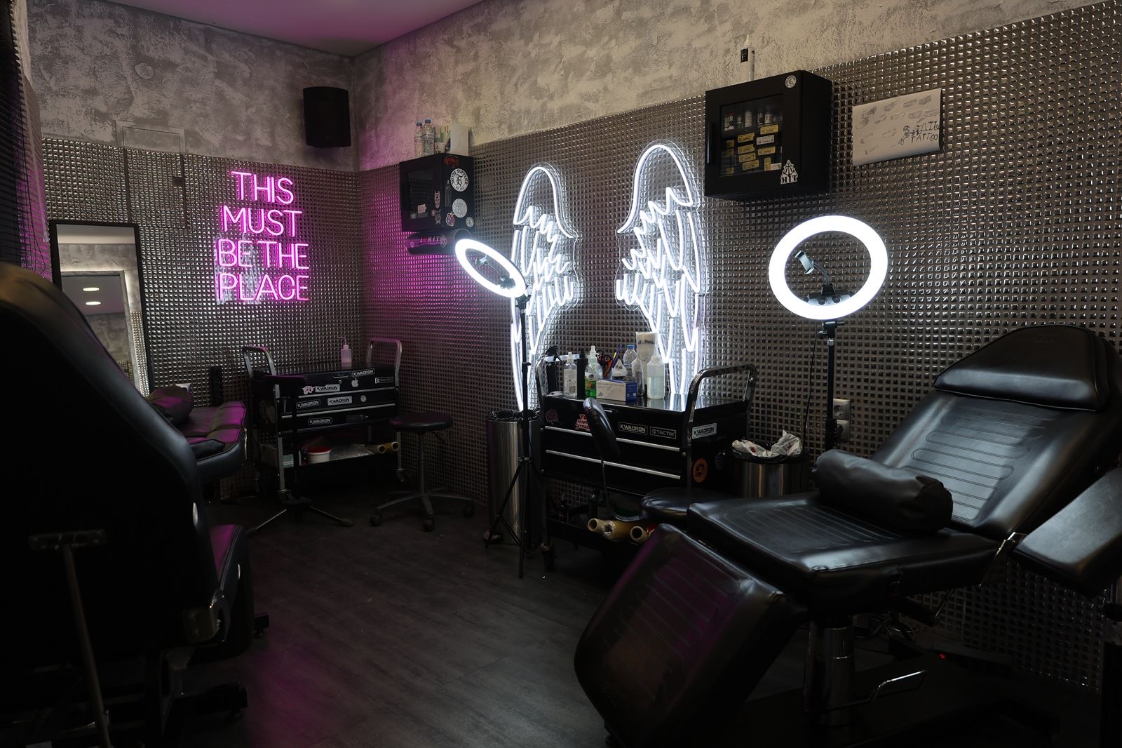 Inside Mykonos Ink Tattoo — private work area